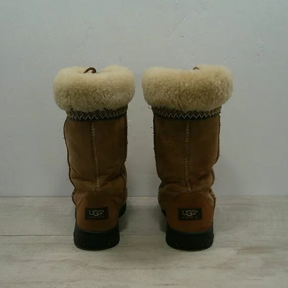 UGG Australia Embroidered Ultimate Fur Cuff Shearling Lined Winter Boot Size 6 - Picture 8 of 11